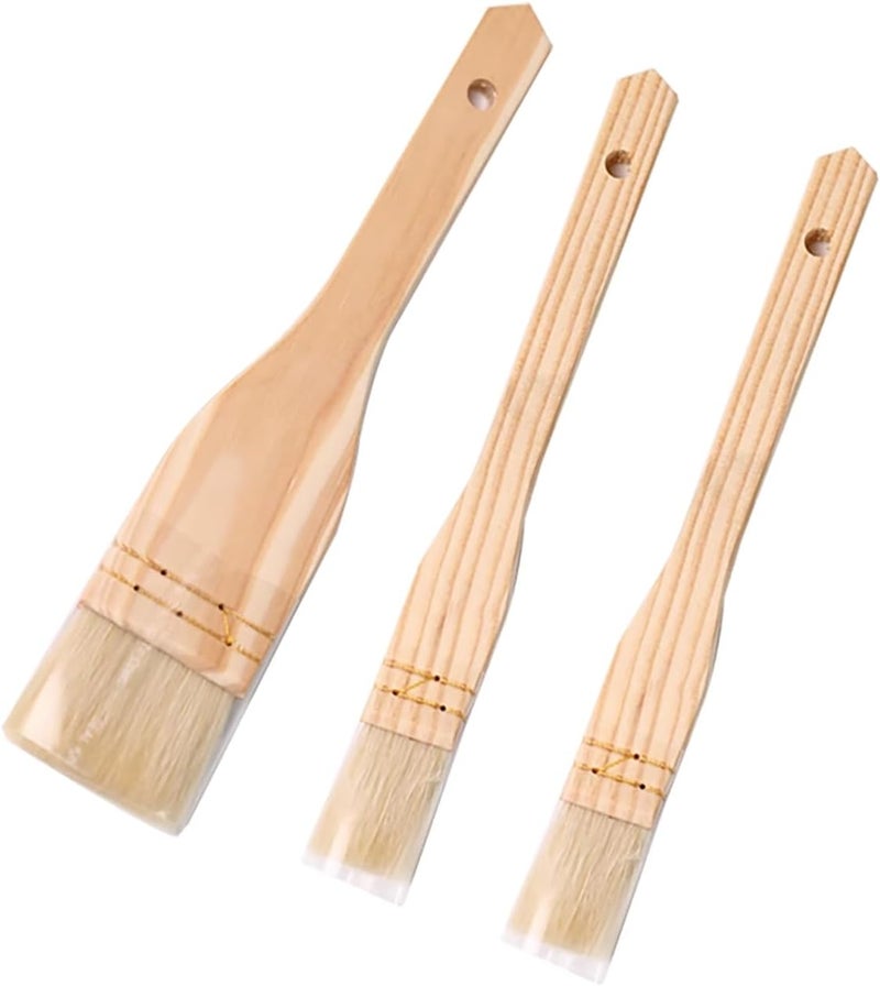 Fortunemee 3PCS Pastry Brushes Basting Oil Brush with Goat Bristles and Hardwood Handles BBQ Cooking Baking Brush for Baking, Grilling, Cooking and Spreading Oil, Butter, BBQ Sauce, or Marinade - Image 5